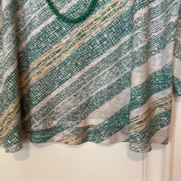 🌺 NALLY & MILLIE; Pretty Designer, Green/White/Yellow 3/4 Length Sleeve Top XL! - Picture 7 of 12